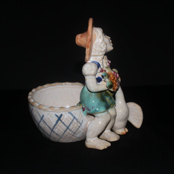 Japan Ceramics Flower Pot | Girl & Duck Vintage Planter - Picture 4 of 8